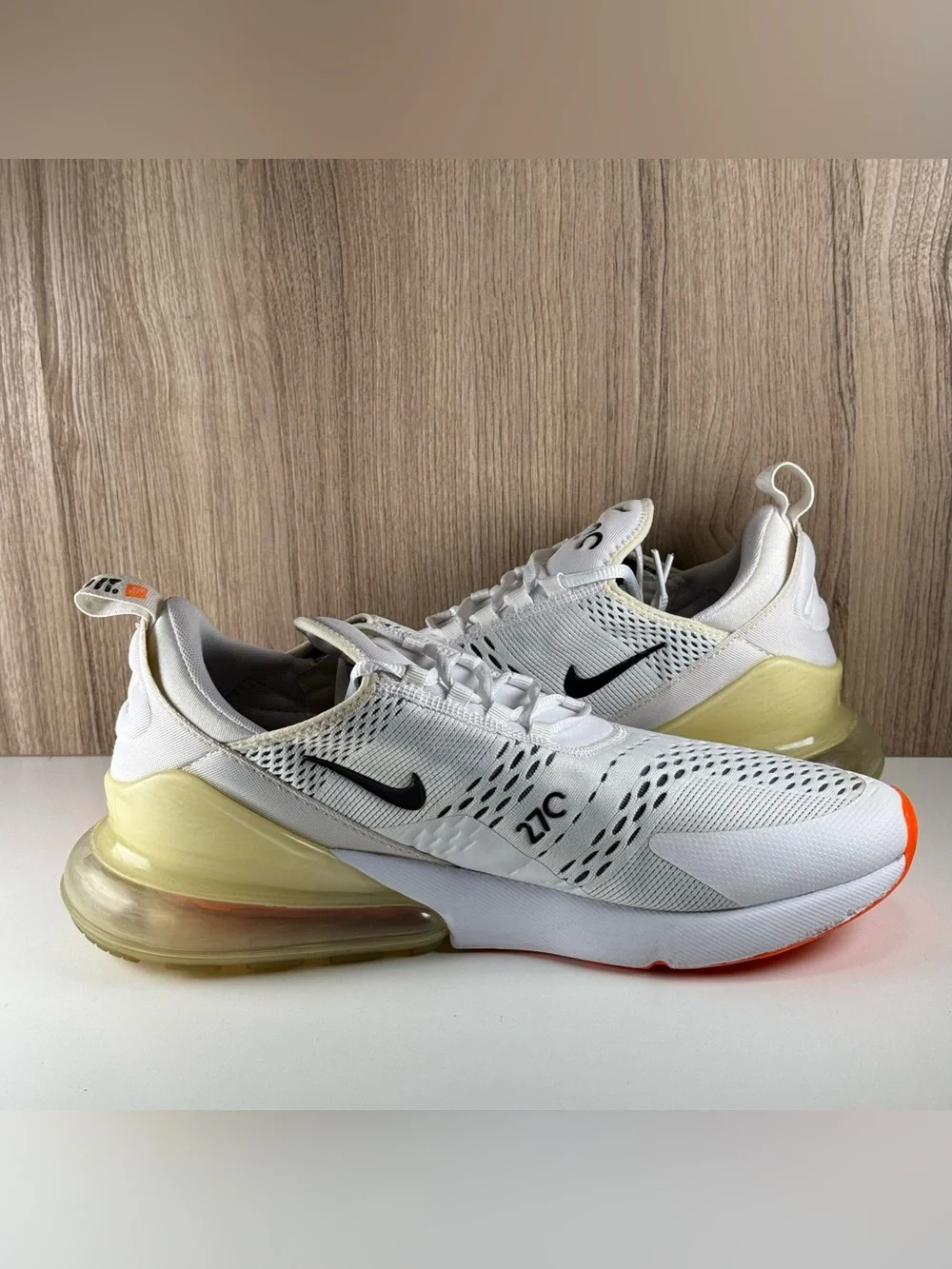 Nike Air Max 270 Just Do It White Total Orange Shoes AH8050-106 Men’s Size 12